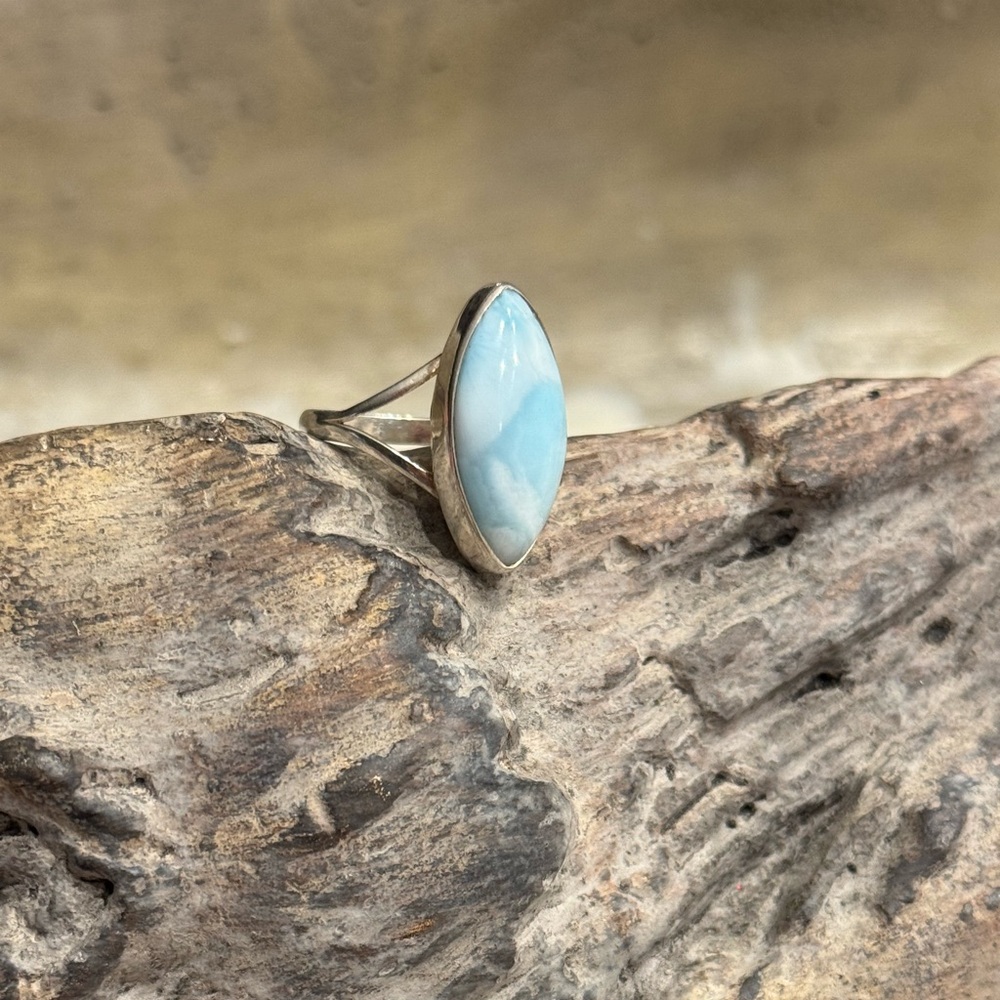 STERLING SILVER LARIMAR STONE RING